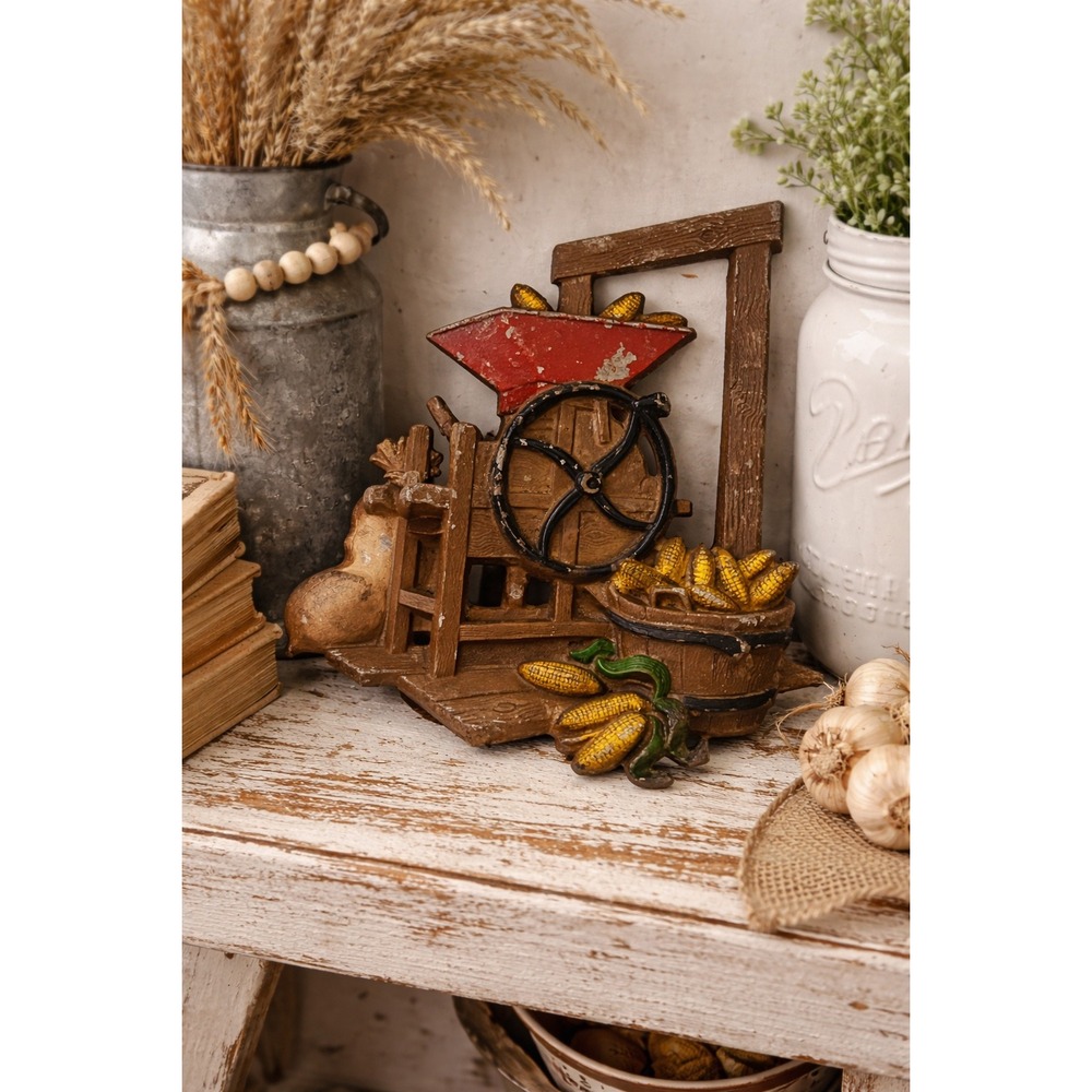 Vintage 1978 Homco Corn Sheller Wall Plaque Farmhouse Harvest Decor 7378 USA